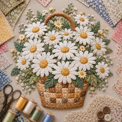 🔥LAST DAY 50% OFF - 🌸Floral Basket Patchwork DIY Kit | 3D Layered Fabric Flower Art Craft for Home Decor & Gifts