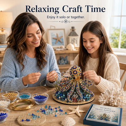 🔥LAST DAY 50% OFF -  🌊 Ocean Sparkle Animal Craft Kit | Create a Dimensional Underwater Centerpiece with Colorful Beads, Pearls & Coastal Details 🐚✨