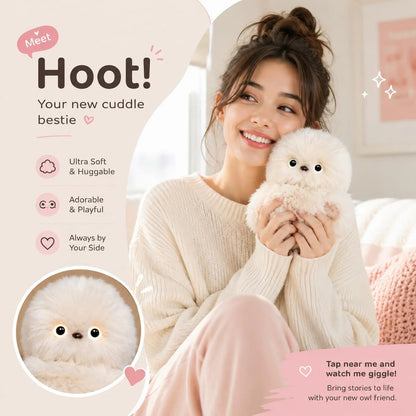 🦉 3-in-1 Interactive Owl Keychain – Talk, Sing & Turn Head – Cute Plush Pendant for Bags, Keys & Cars