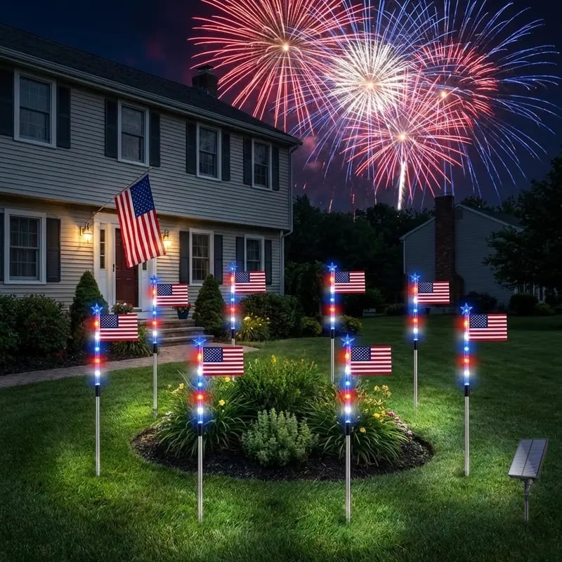 🔥Letzter Tag: 49% RABATT🔥8 Solar-Wegeleuchten mit amerikanischer Flagge – Rot, Weiß & Blau für den Garten zum 250. Unabhängigkeitsjubiläum 🇺🇸✨