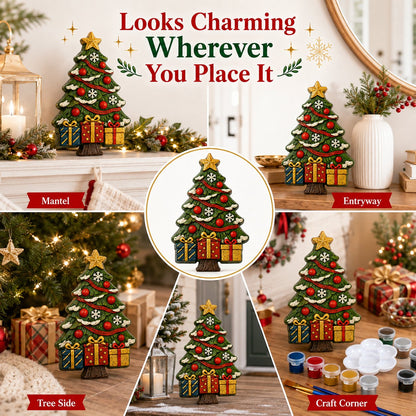 🎄 DIY Christmas Tree Mold & Paint Craft Kit | Reusable 3D Mold with 8 Acrylic Paints, 2 Brushes & Festive Detail Guide 🎨✨
