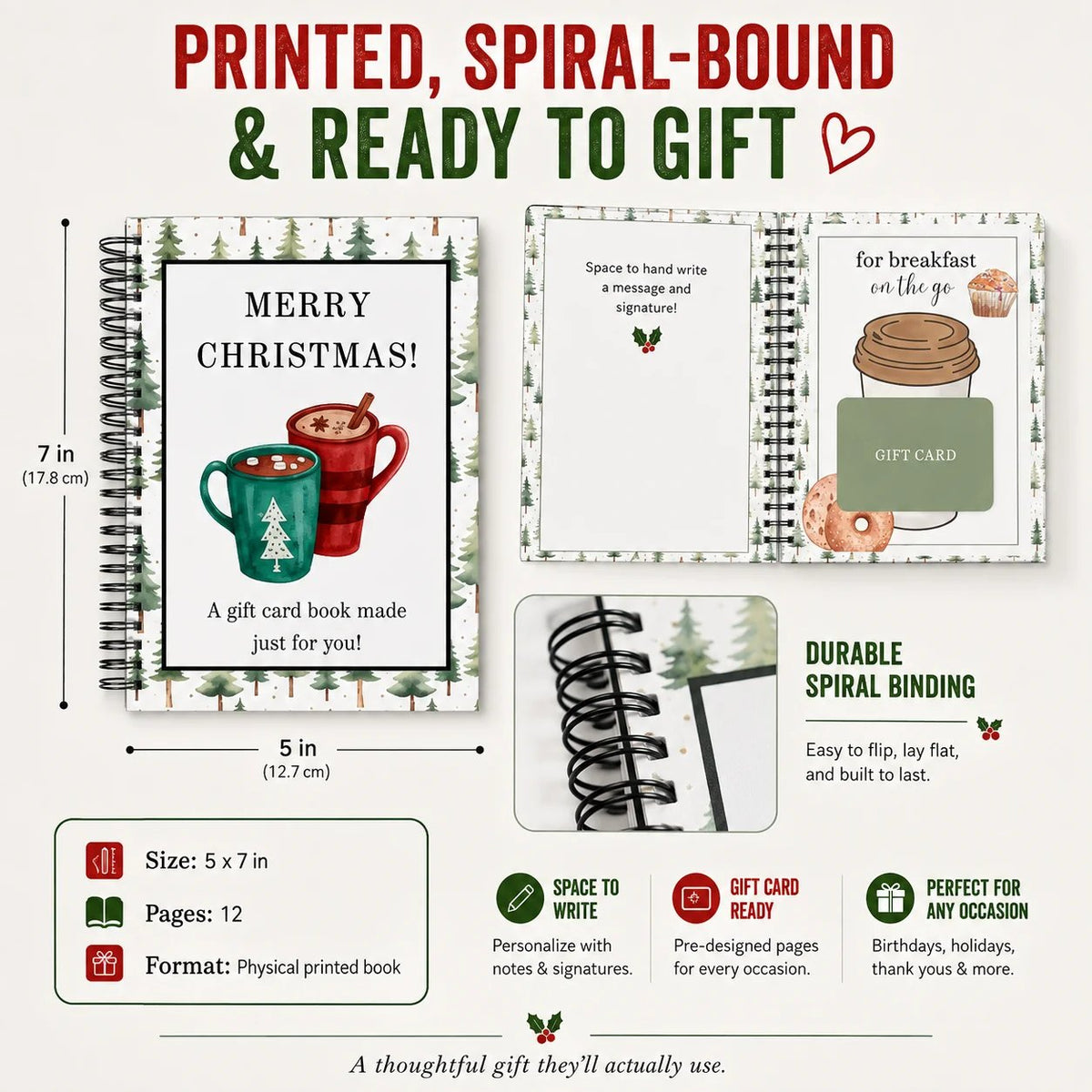🔥𝗕𝗨𝗬 𝟮 𝗙𝗥𝗘𝗘 𝗦𝗛𝗜𝗣𝗣𝗜𝗡𝗚🎄Turn Gift Cards Into A Christmas Surprise - Spiral-Bound Christmas Gift Card Book🎁