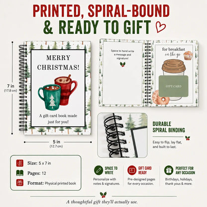 🔥𝗕𝗨𝗬 𝟮 𝗙𝗥𝗘𝗘 𝗦𝗛𝗜𝗣𝗣𝗜𝗡𝗚🎄Turn Gift Cards Into A Christmas Surprise - Spiral-Bound Christmas Gift Card Book🎁
