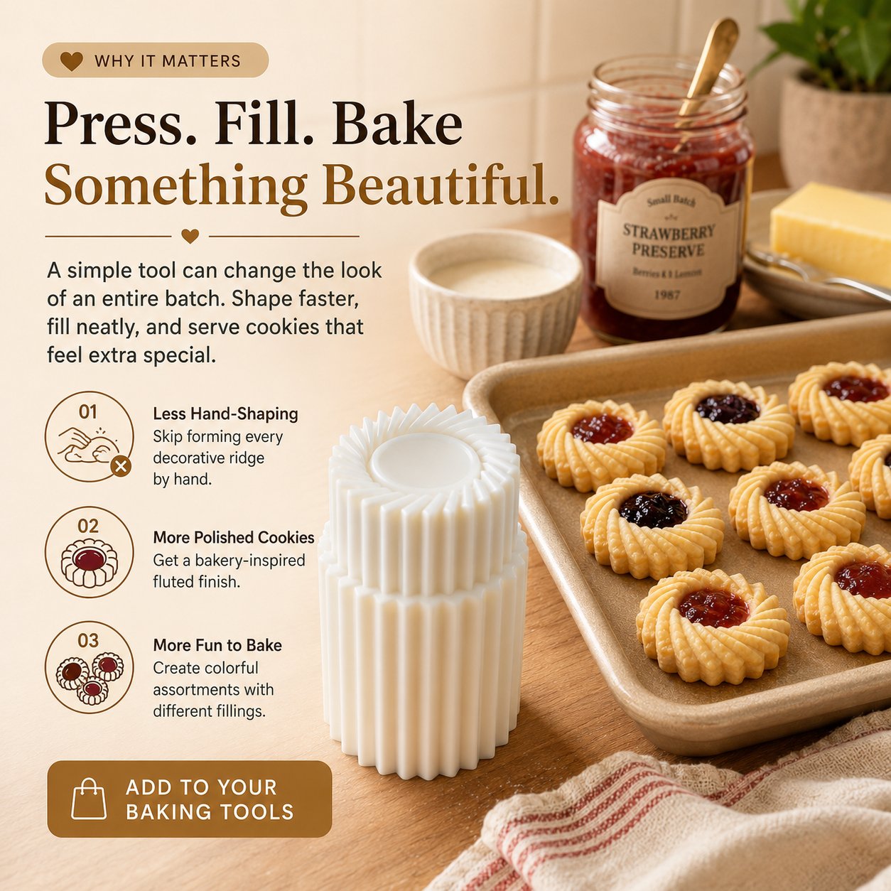 ⏳ Last day! 49% OFF – 🍪 Fluted Jam Cookie Press Mold