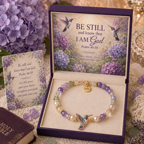 ✝️ Psalm 46:10 Faith Bracelet | Limited Edition 2026 Christian Jewelry with 7 Meaningful Nature Symbols, Gemstone-Style Beads & Scripture Gift Box 🤍