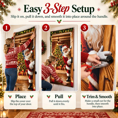 🎅 🚪Santa & Reindeer Christmas Door Cover