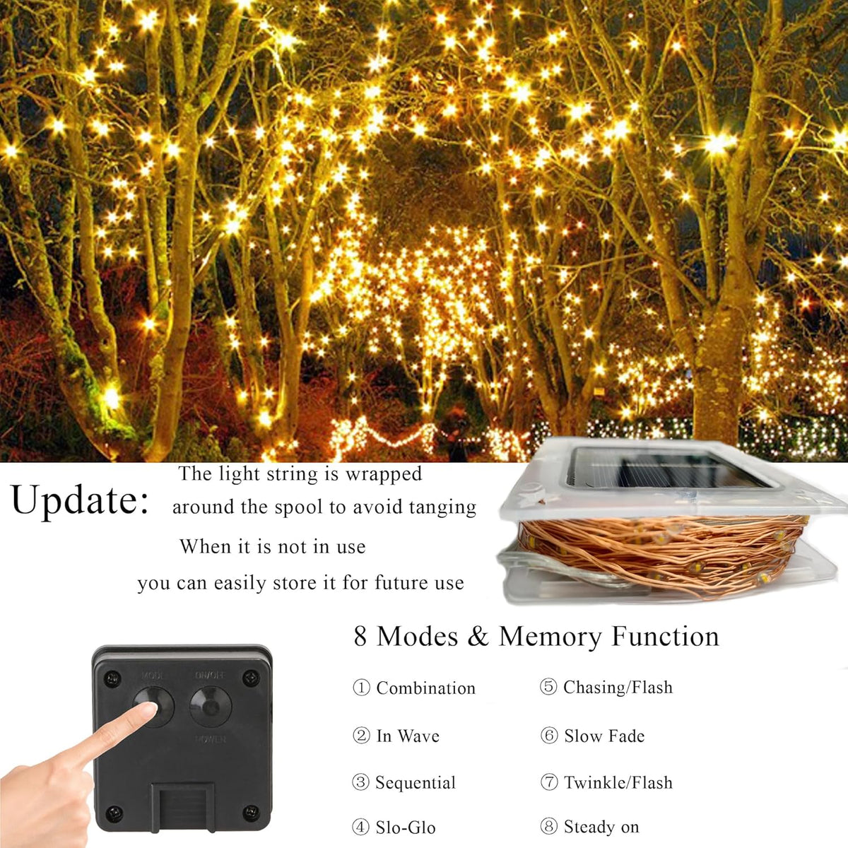 2-Pack Solar Outdoor String Lights