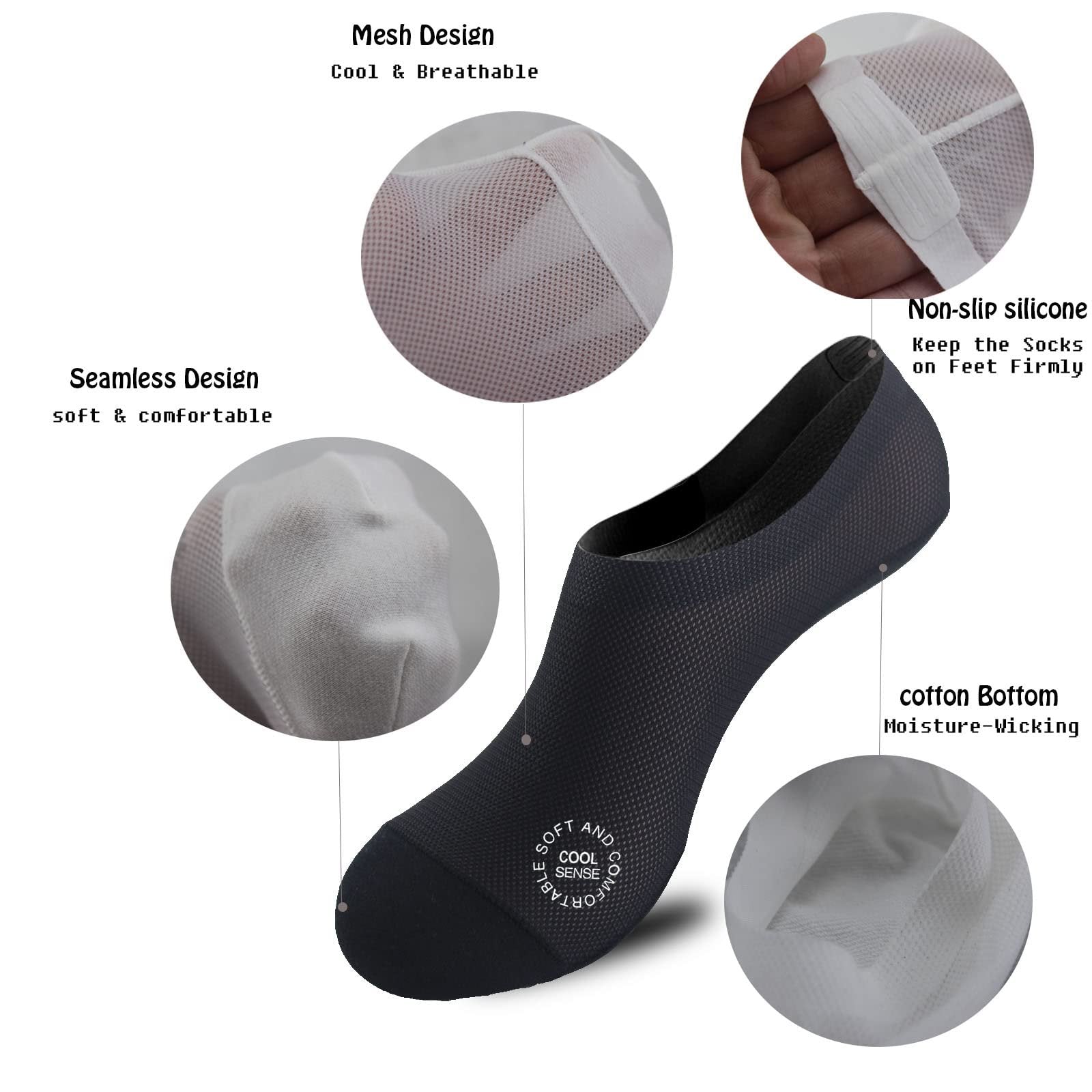 🔥HOT SALE🔥🔥 3-Pair Invisible Grip Socks Pack 🧦 – Breathable Low-Cut Anti-Slip Sweat-Absorbing Design