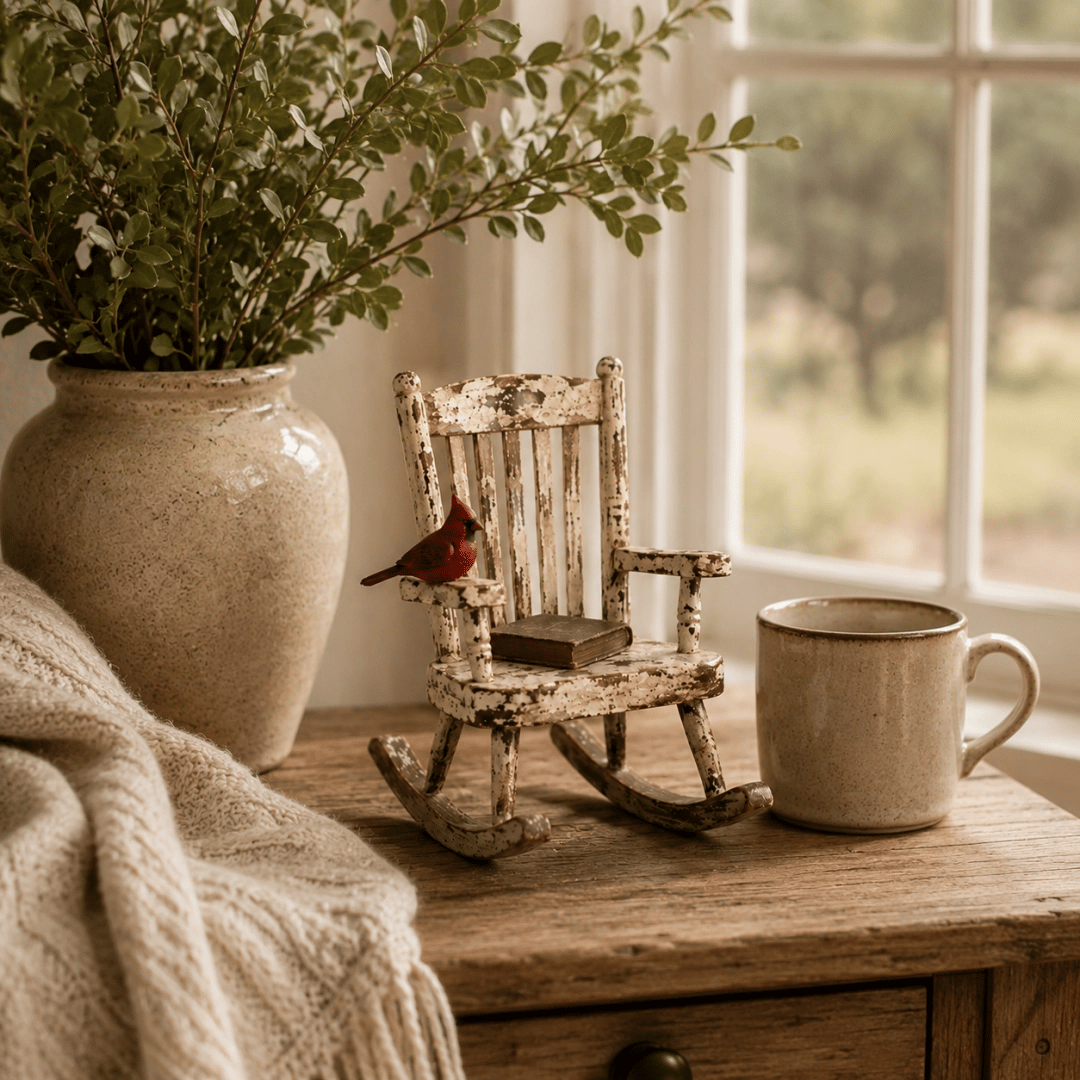 Rustic Cardinal Rocking Chair Decor