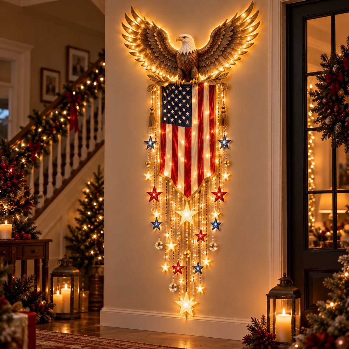 🇺🇸🗽 Liberty 250 Starfall Wall Glow – Patriotic Anniversary Lighted Keepsake