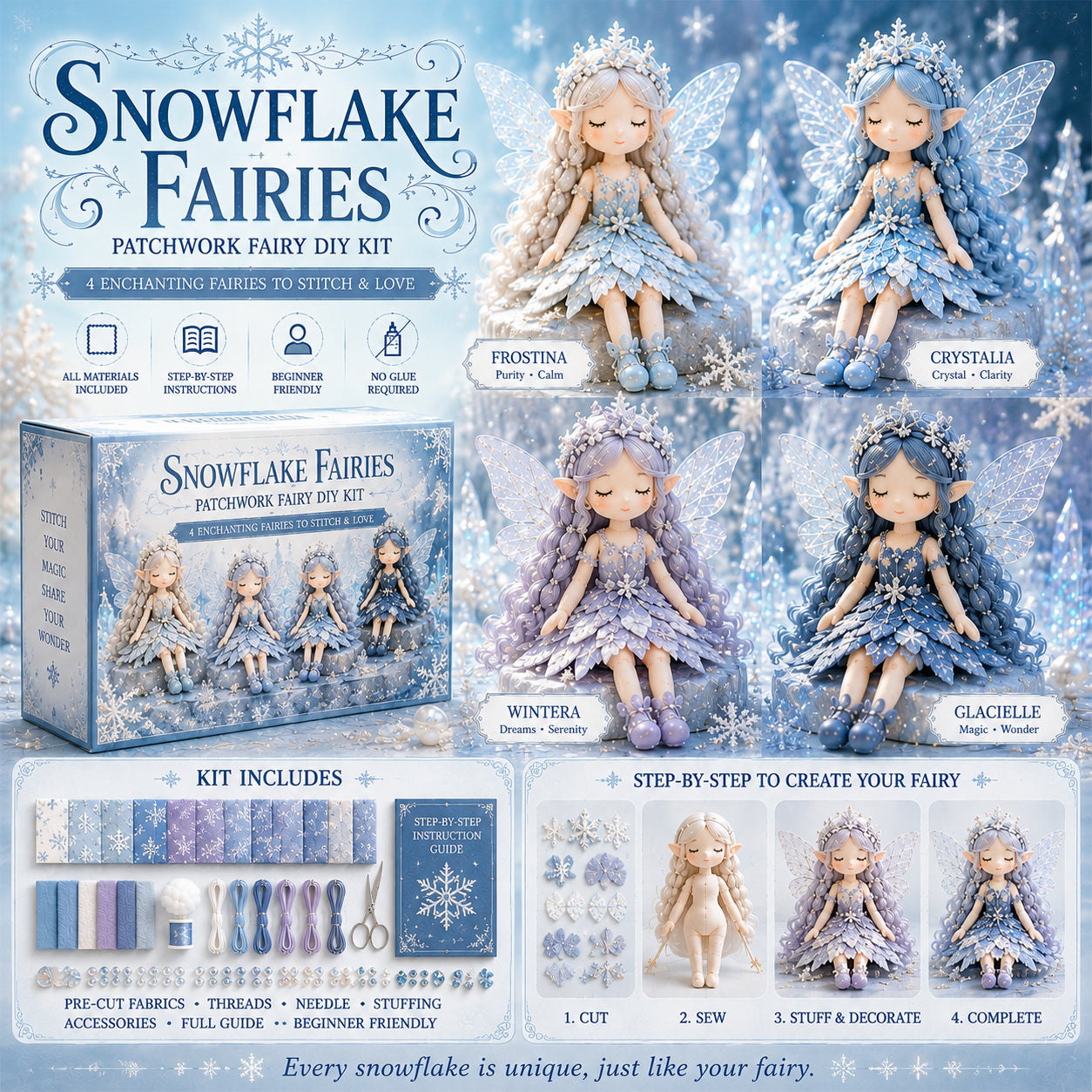 🧚Fairy Patchwork DIY Kit – Create 4 Handmade Fairy Keepsakes