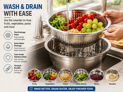 🔥Hot Sale 50% OFF 🎁3-in-1 Stainless Steel Grater Bowl & Colander Set