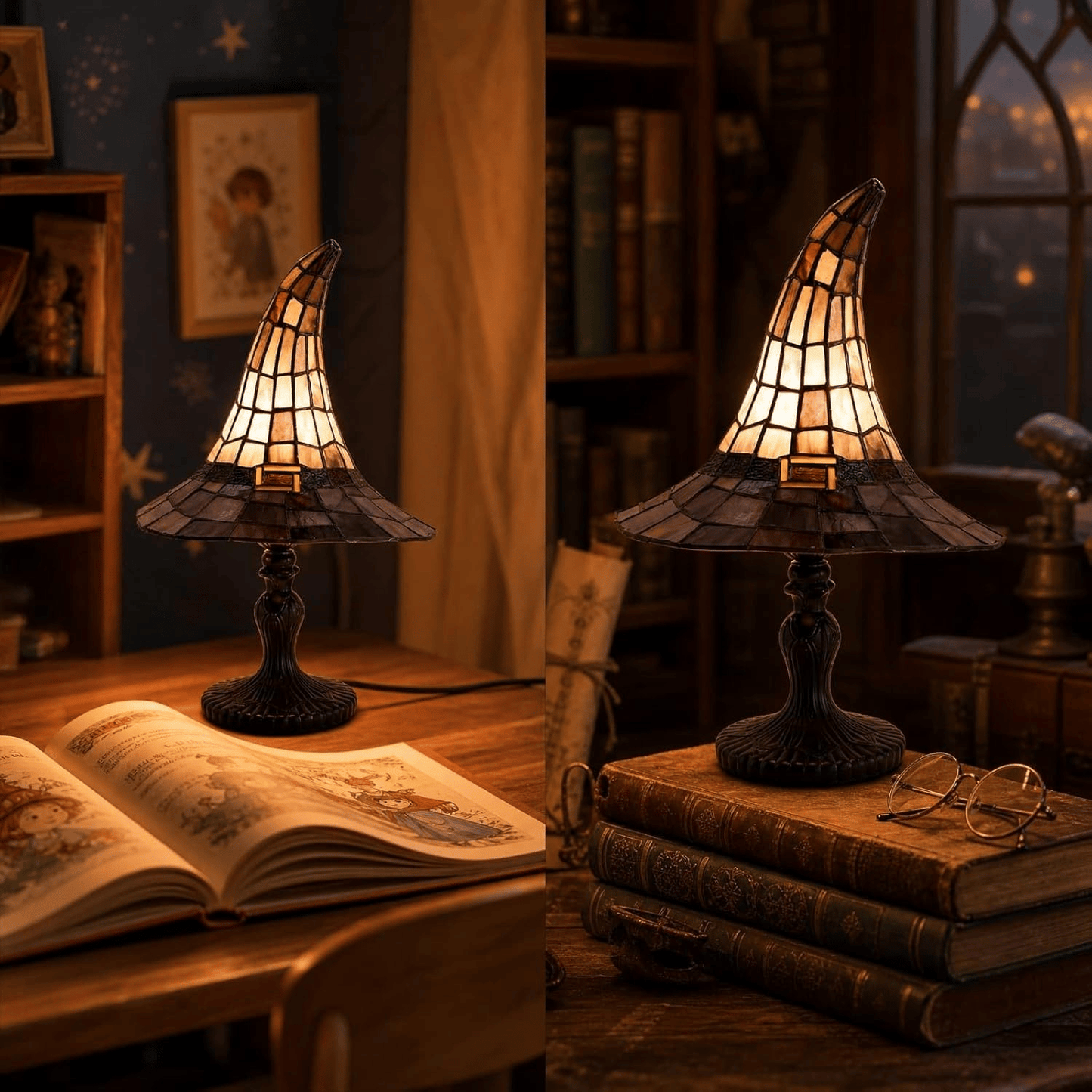 🔥Exclusive Limited Item 👍🔥50%OFF♠️Witch Hat Night Light & Stained Glass Witch Hat Lamp🎁