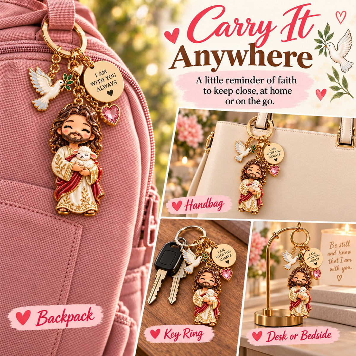 🔥LAST DAY 50% OFF-Emotional Support Jesus Keychain | Always With You Gift Set with Message Card