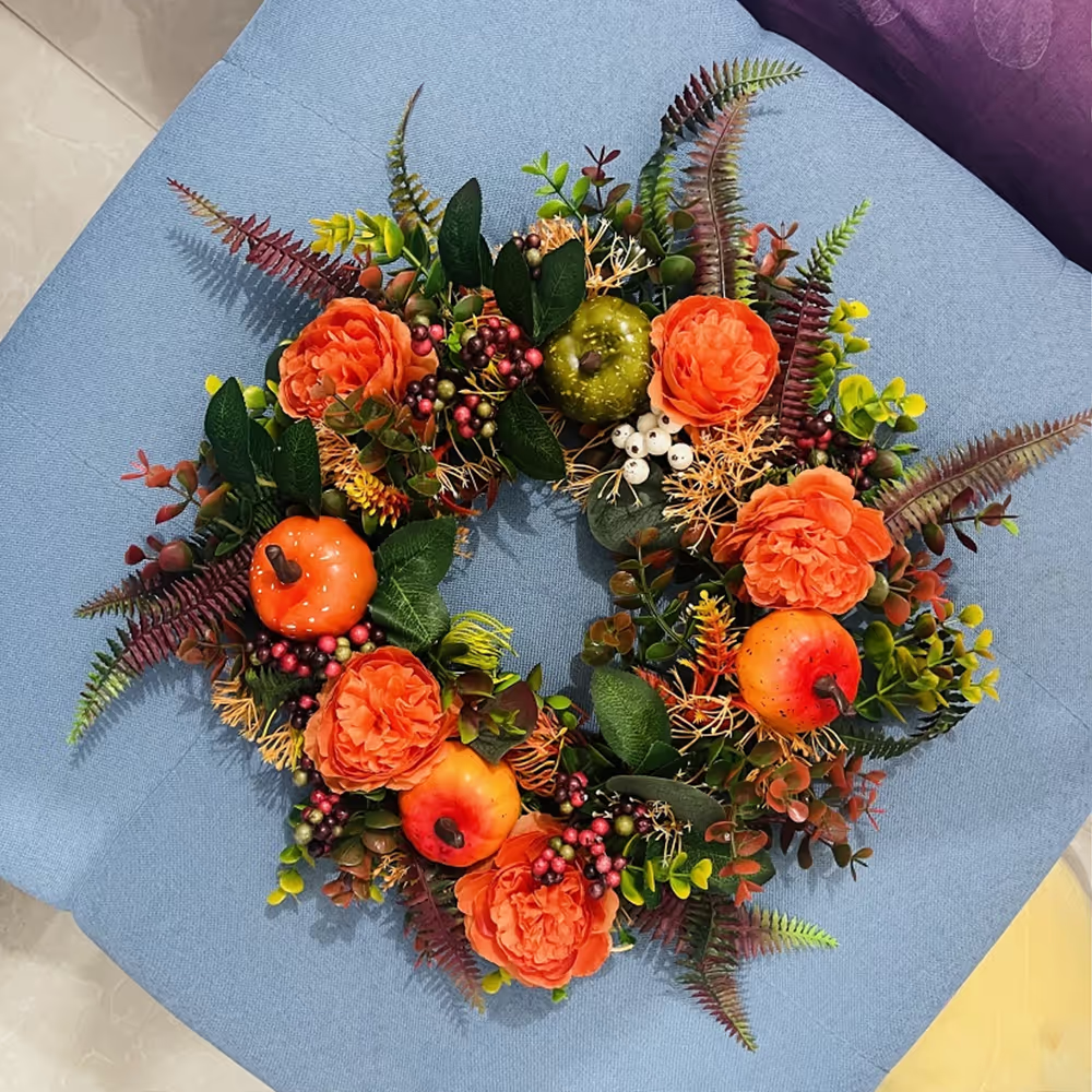 💖Fall Peony And Pumpkin Wreath - Year Round Wreath