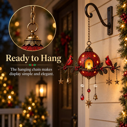 🐦❤️Illuminated Red Cardinal Christmas Ornament – Festive wall decoration with warm light✨