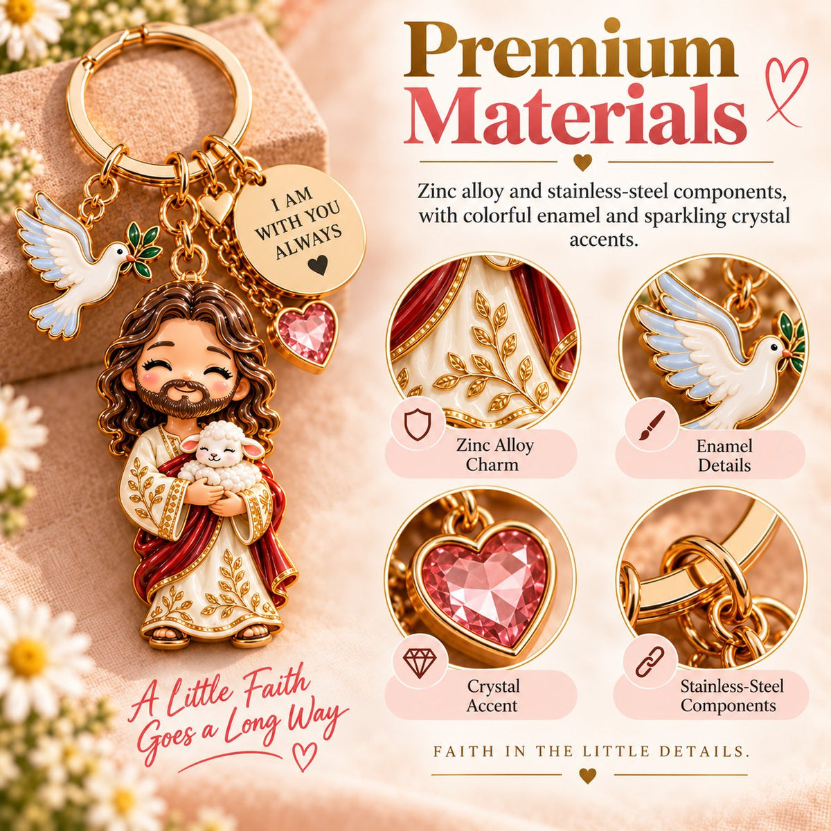 🔥LAST DAY 50% OFF-Emotional Support Jesus Keychain | Always With You Gift Set with Message Card