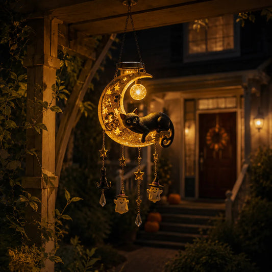 🌙 Chaque brise apporte un peu de magie d'Halloween——Lanterne solaire suspendue pour la décoration d'Halloween en extérieur
