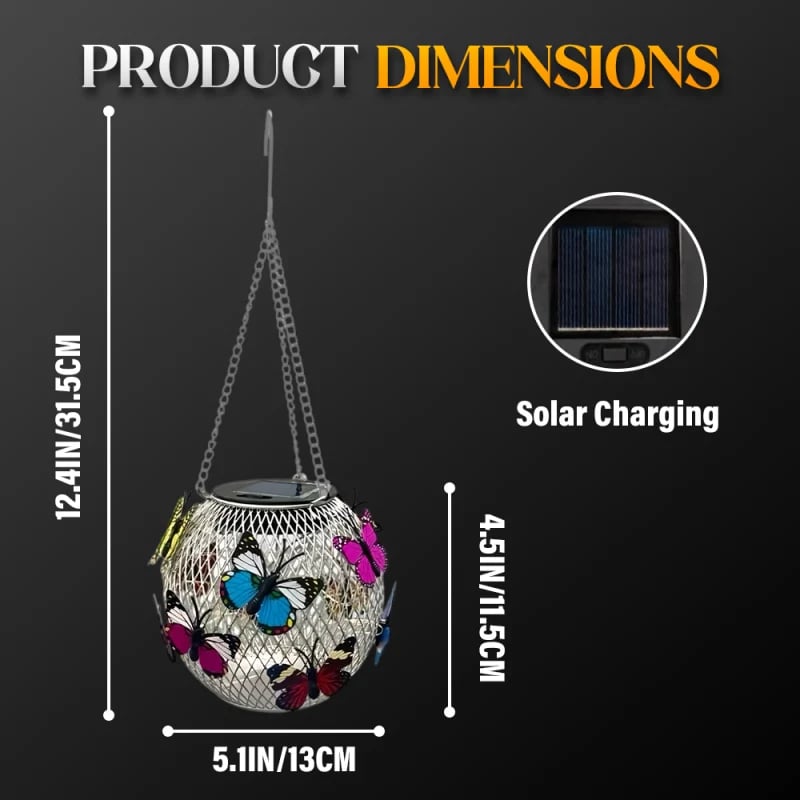 Solar Garden Pendant Light | Handcrafted Iron Art Lantern for Magical Outdoor Ambiance