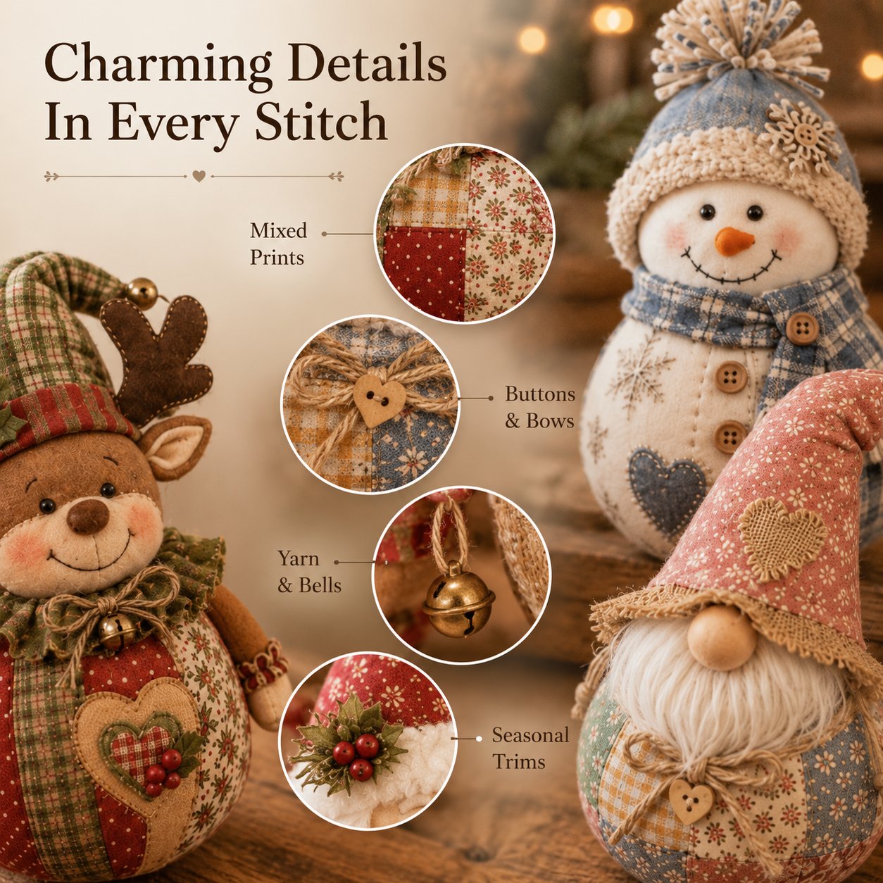 DIY Patchwork Fabric Character Doll Kit