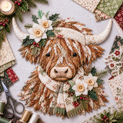 🔥LAST DAY 50% OFF - 🌸Birth Flower Highland Cow Fabric Art DIY Kit – A Handmade Keepsake You Create with Love