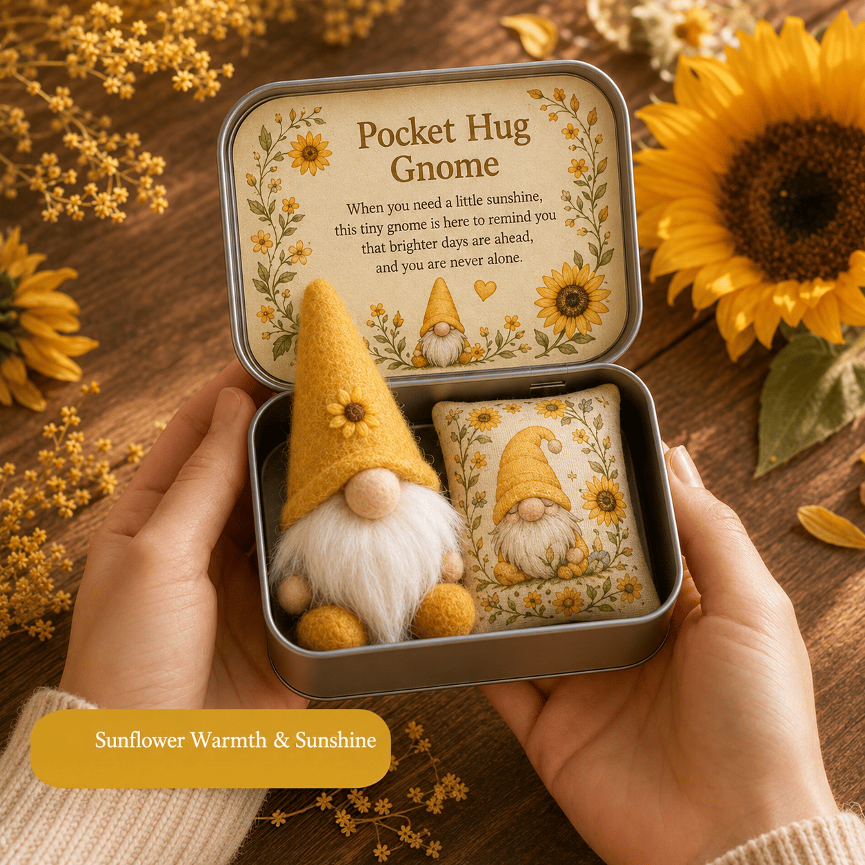 🔥 LAST DAY 49% OFF – 💌 Pocket Hug Gnome Comfort Gift Tin | Mini Plush Keepsake with Heartfelt Message, Matching Cushion & Protective Metal Case 🧸✨