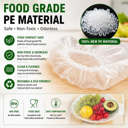 🥗 Disposable Stretch Food Covers for Bowls & Plates – Food-Grade, BPA-Free & Non-Toxic PE Material
