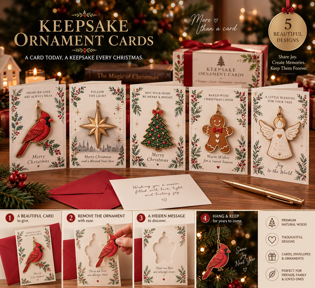⏳ Last Day 50% OFF – 🎄 Keepsake Ornament Christmas Cards