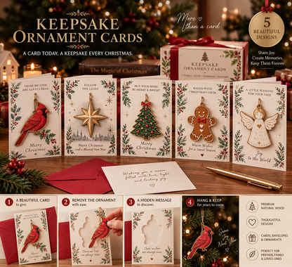⏳ Last Day 50% OFF – 🎄 Keepsake Ornament Christmas Cards