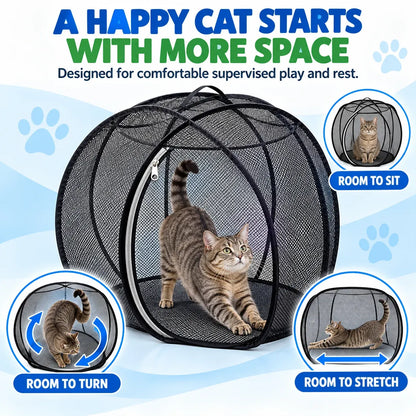 🐱🌿Rolling Mesh Cat Playpen