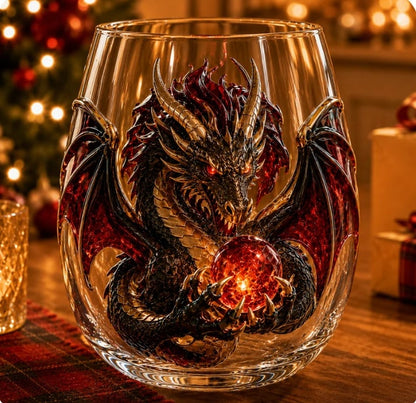 🐉✨3D Mythic Dragon Glass Art Cup | Luxury Raised Fantasy Glassware for Whiskey, Home Bar Décor & Legendary Gifts