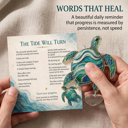 Inspirational Suncatcher with Story Card – Sea Turtle, Butterfly & Dragonfly Window Hanging Decor