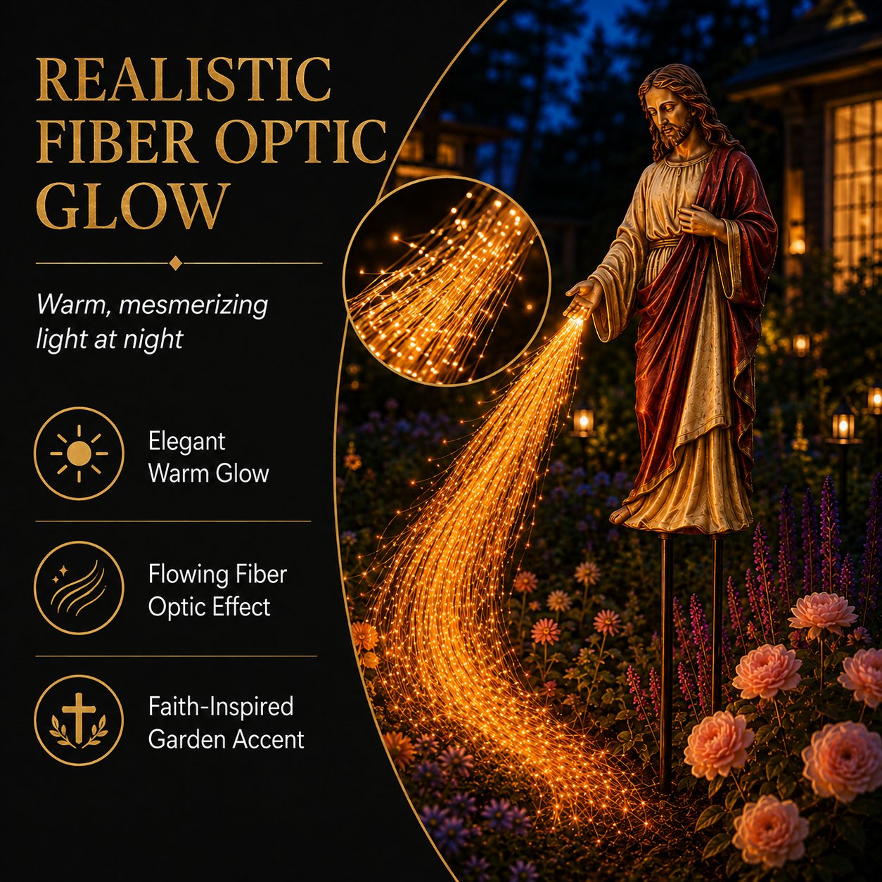 ✝️ Solar Jesus Fiber Optic Garden Light ✨ | Faith-Inspired Outdoor Decor(🔥Same as in the video)