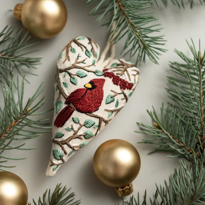💖DIY Heart Shaped Hand Embroidered Christmas Finished product/DIY material kit