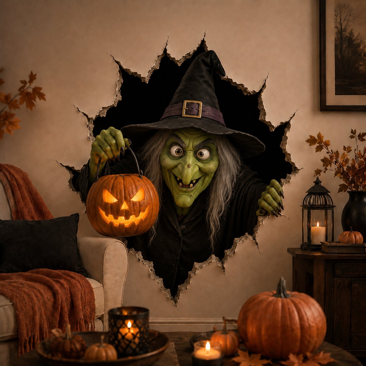 🔥 Last Day 50% OFF - 🎃Halloween Break-In 3D Wall Decals