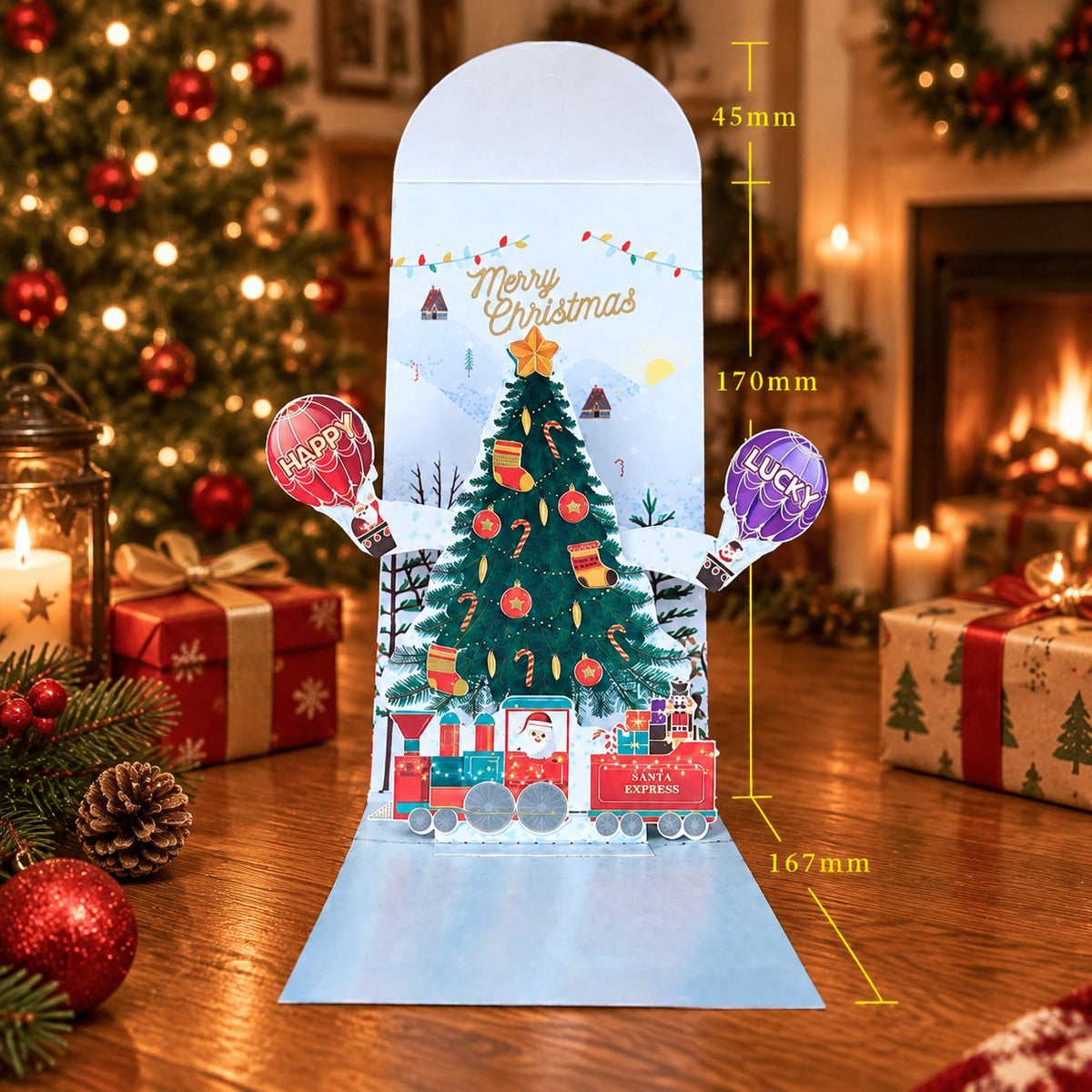 🎁3D Christmas Money Gift Card, Pop Up Holiday Card with Cash Envelope, Creative Christmas Greeting Card for Kids, Family & Loved Ones💵