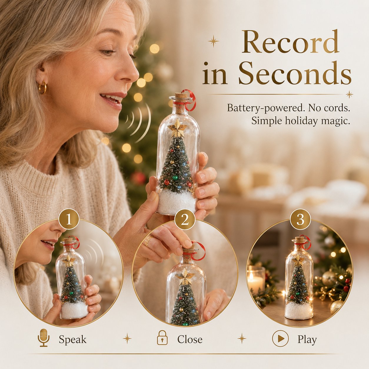 🎄 Last Day 50% OFF🔥Voice Recording Christmas Tree Glass Bottle Holiday Keepsake Centerpiece🔥