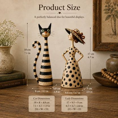 🐱Vintage  Cat & Lady Sculptures