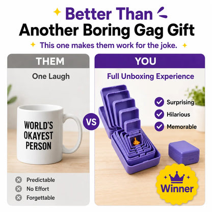 ⏳ Last Day 49% OFF – 😂 Never-Ending Prank Gift Box | Endless Nested Surprise Boxes with Hilarious Final Reveal for White Elephant, Parties & Funny Gifts 🎁
