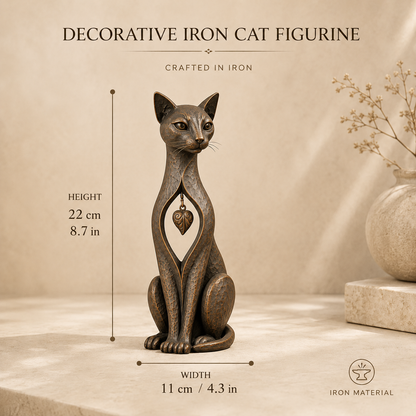Last day 50% OFF🐱Heritage Heart Sphynx Sculpture – Vintage Iron Cat Accent for Timeless Interiors