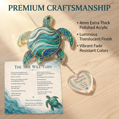 Inspirational Suncatcher with Story Card – Sea Turtle, Butterfly & Dragonfly Window Hanging Decor