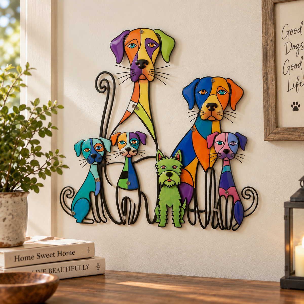 🐶🐾Colorful Dog Family Metal Wall Decor