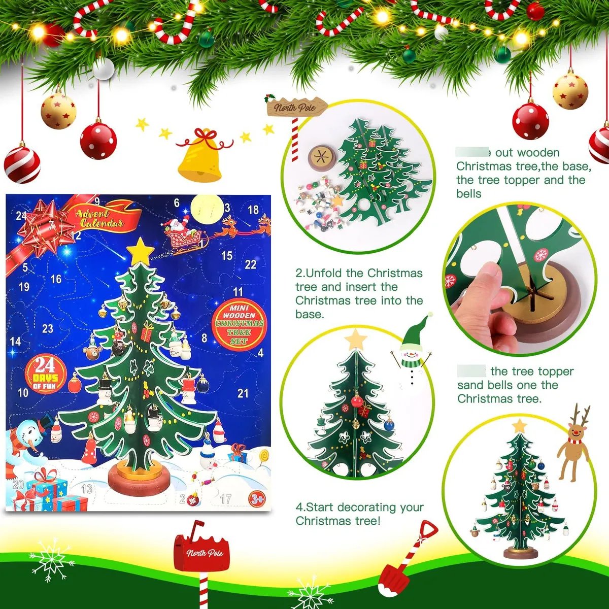 🎄🎁 24-Day Christmas Tree Advent Calendar – ✨Daily Ornament Surprises for Kids & Holiday Family Fun