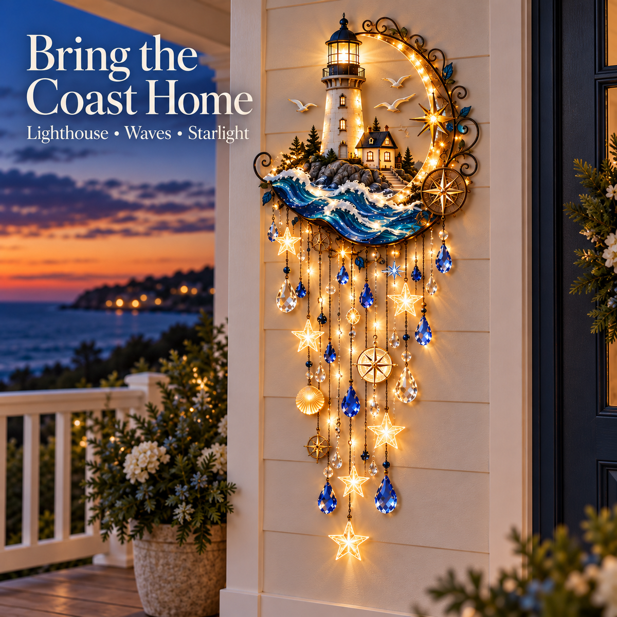 🔥Last Day 49% OFF🔥🌊 Lighthouse Starlight Cascade™ – Lighted Coastal Wall Decor
