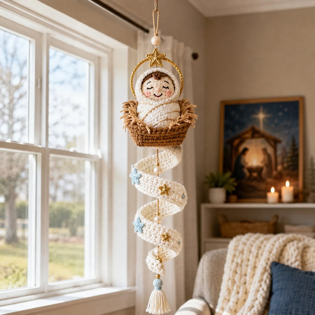 🔥LAST DAY 50% OFF - ✨ DIY Crochet Blessed Mother Spiral Hanging Ornament Kit – Handcraft a Heavenly Keepsake 🙏🧶