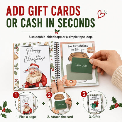 🔥𝗕𝗨𝗬 𝟮 𝗙𝗥𝗘𝗘 𝗦𝗛𝗜𝗣𝗣𝗜𝗡𝗚🎄Turn Gift Cards Into A Christmas Surprise - Spiral-Bound Christmas Gift Card Book🎁