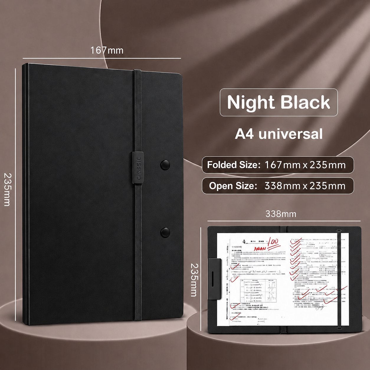 A4/A5 Foldable Clipboard Portfolio – Portable Writing Board with Strong Clip & Elastic Strap