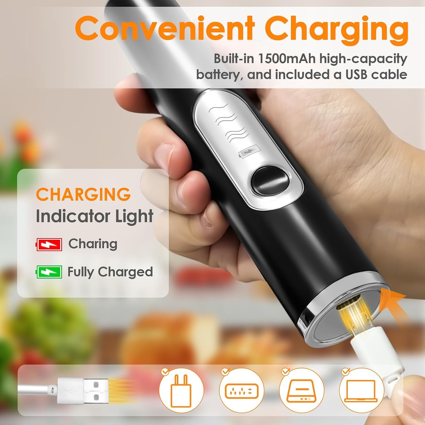 ☕ Rechargeable Milk Frother – Handheld with 2 Heads & 3 Speeds, Electric Mixer for Latte, Cappuccino, Matcha, Eggs (Black/White) 🌀