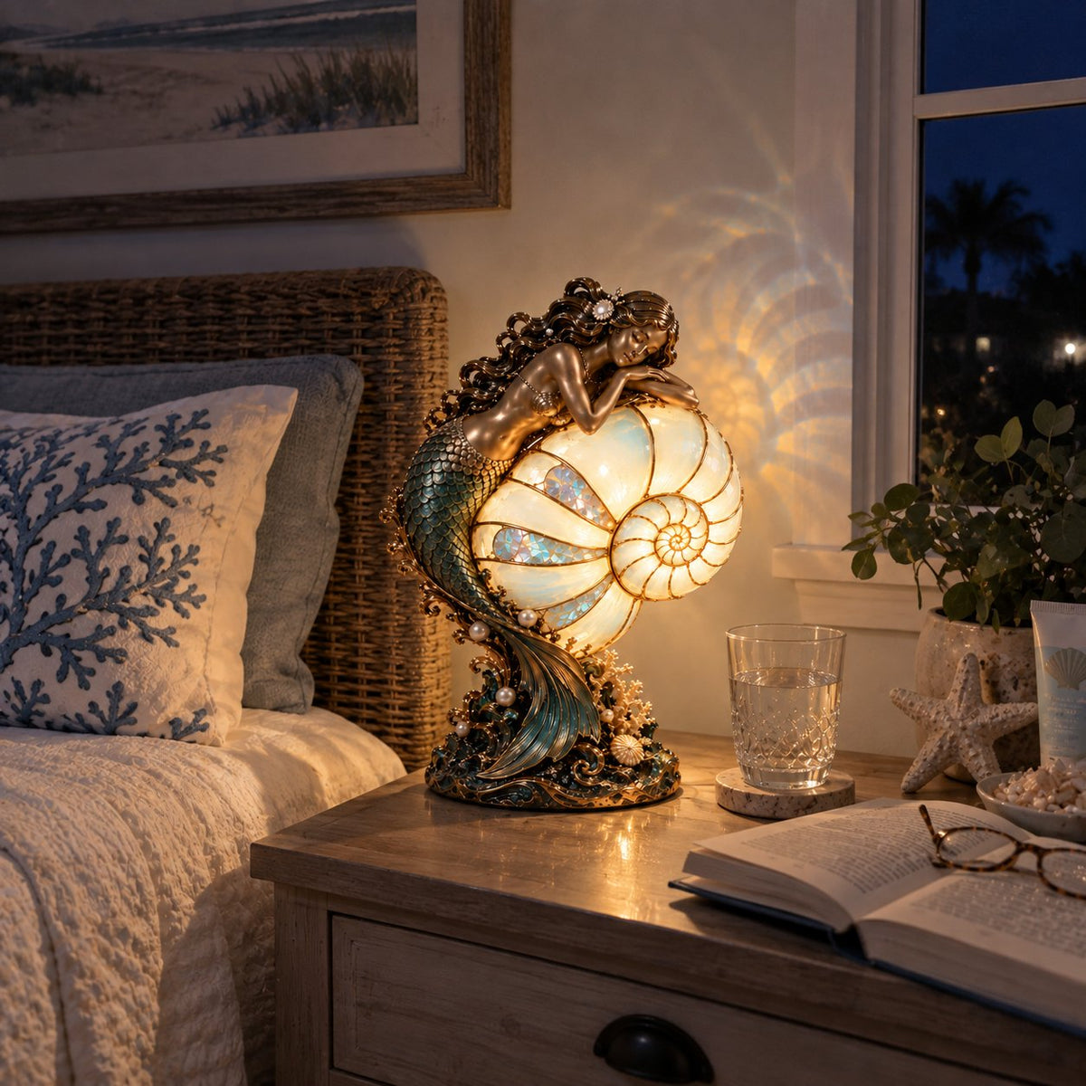 🔥Last Day 49% OFF🧜‍♀️ Moon-Tide Mermaid Nautilus Lamp
