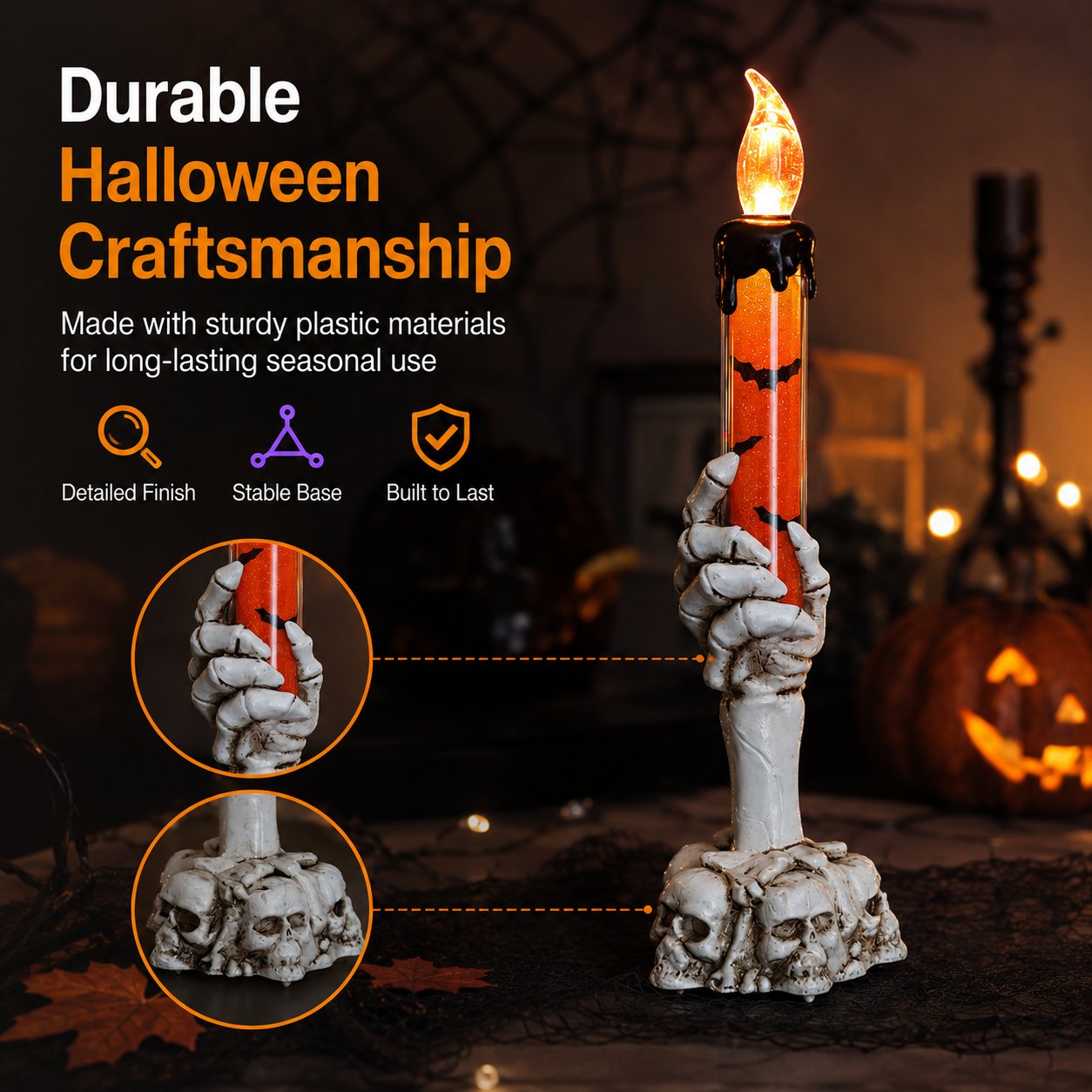 🎃 Last Day 50% OFF - Halloween Skeleton Skull Hand LED Glitter Candle Light Set🔥🔥🔥